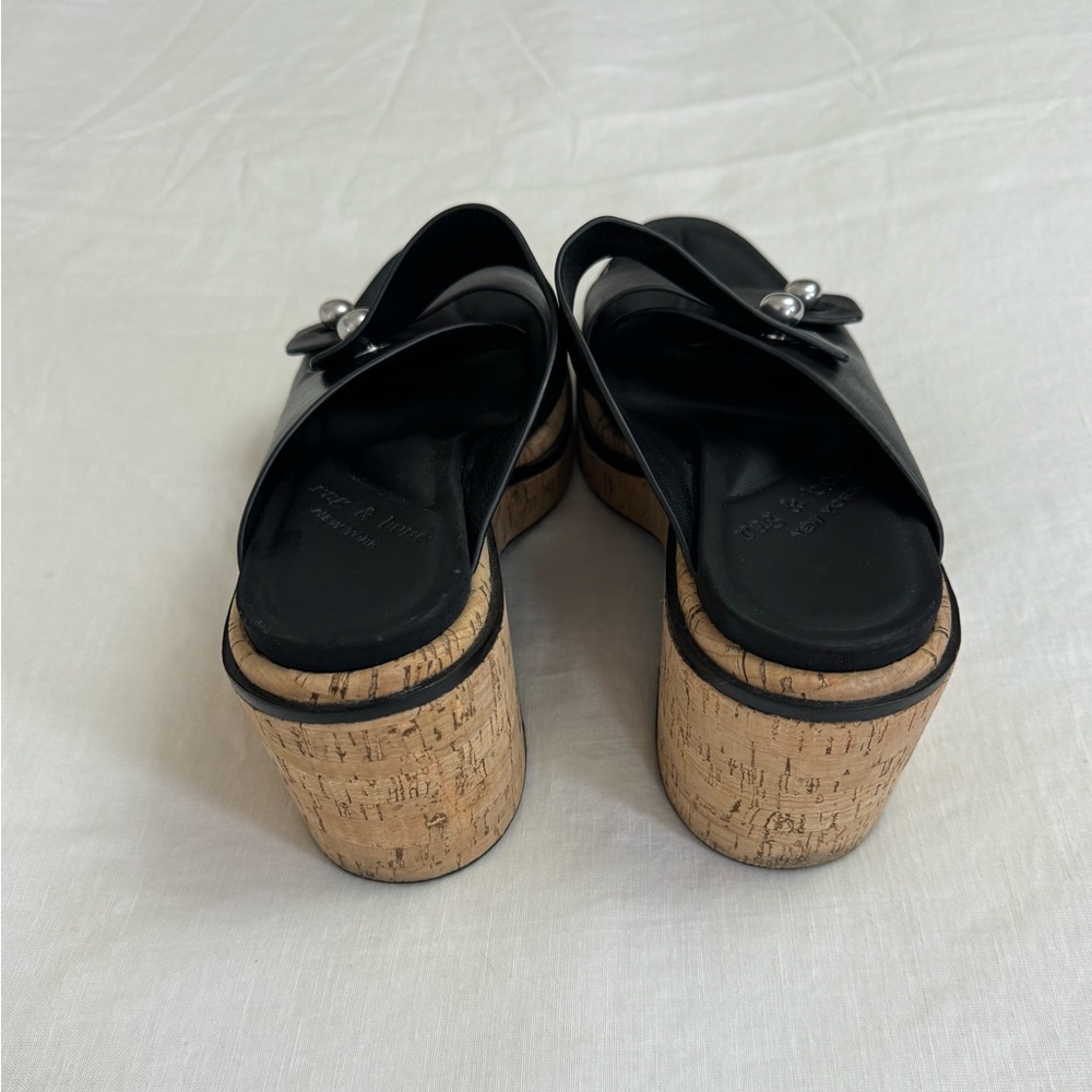 Rag & Bone Sommer Leather Double-Buckle Slide High-Heel Wedge Sandals Size 41 - Picture 9 of 12